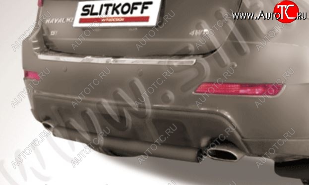 5 999 р. Защита заднего бампера Slitkoff (d57, короткая)  Haval H2 (2014-2021) (Сталь с полимерным покрытием. Цвет: чёрный)  с доставкой в г. Москва