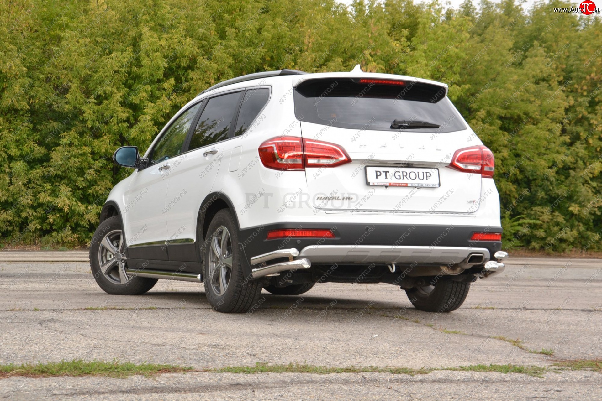 24 949 р. Защита заднего бампера Petroil Tuning (уголки двойные, d63/51) Haval H6 (2013-2020) (Нержавеющая полированная сталь)  с доставкой в г. Москва