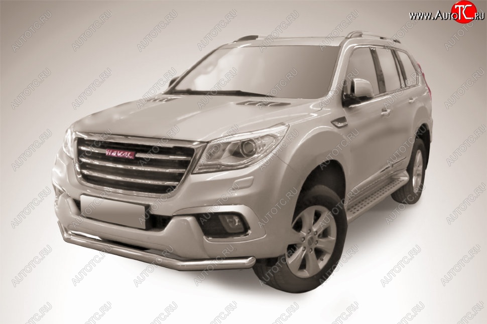 11 899 р. Защита переднего бампера Slitkoff (d57 мм)  Haval H9 (2017-2019) 1-ый рестайлинг (Нержавеющая сталь)  с доставкой в г. Москва