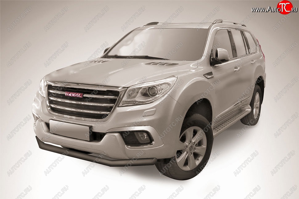 8 299 р. Защита переднего бампера Slitkoff (d57 мм)  Haval H9 (2017-2019) 1-ый рестайлинг (Сталь с полимерным покрытием. Цвет: чёрный)  с доставкой в г. Москва