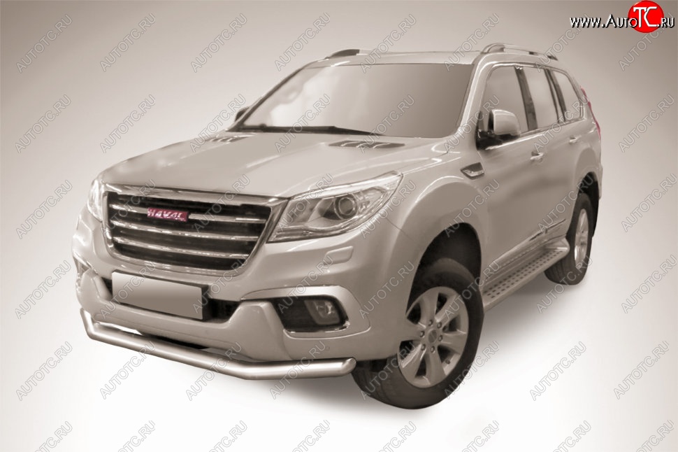 14 499 р. Защита переднего бампера Slitkoff (d76 мм)  Haval H9 (2017-2019) 1-ый рестайлинг (Нержавеющая сталь)  с доставкой в г. Москва