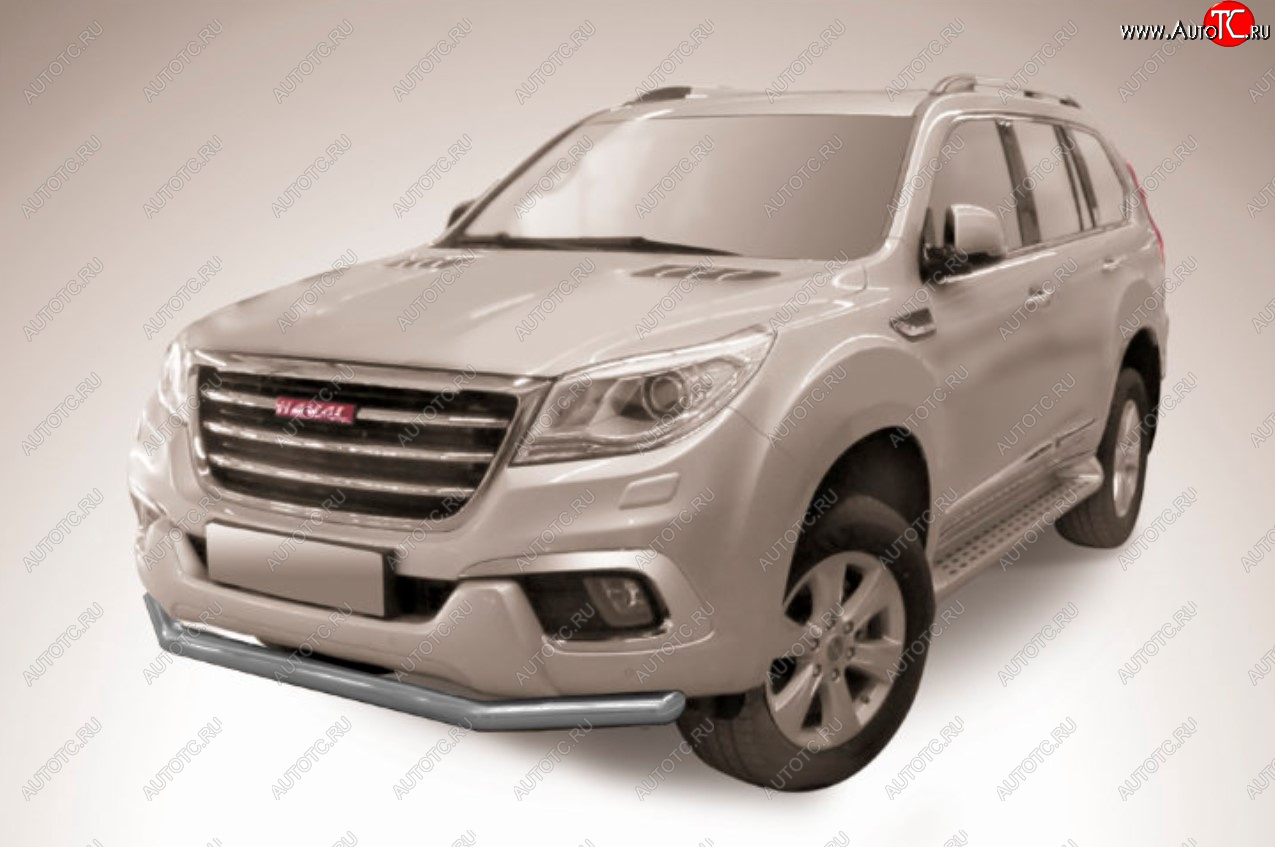 8 299 р. Защита переднего бампера Slitkoff (Ø 57 мм).  Haval H9 (2017-2019) 1-ый рестайлинг (Сталь с полимерным покрытием. Цвет: серебристый)  с доставкой в г. Москва