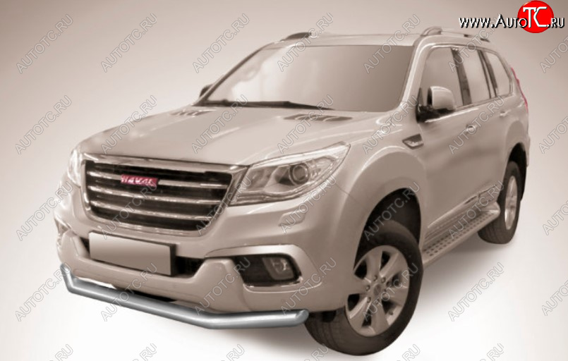 9 999 р. Защита переднего бампера Slitkoff (Ø 76 мм).  Haval H9 (2017-2019) 1-ый рестайлинг (Сталь с полимерным покрытием. Цвет: серебристый)  с доставкой в г. Москва