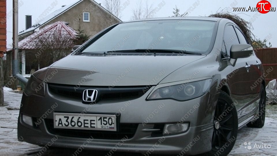 629 р. Реснички на фары Style  Honda Civic  FD (2005-2011) седан дорестайлинг, седан рестайлинг (Неокрашенные)  с доставкой в г. Москва