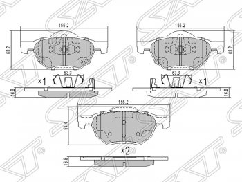 1 369 р. Колодки тормозные передние SAT  Honda Accord  CL (2002-2008) седан дорестайлинг, седан рестайлинг  с доставкой в г. Москва. Увеличить фотографию 1