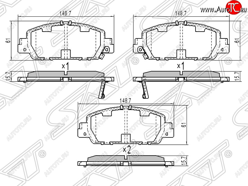 1 699 р. Колодки тормозные SAT (передние)  Honda Accord ( CU,  CW) (2008-2013) седан дорестайлинг, универсал дорестайлинг, седан рестайлинг, универсал рестайлинг  с доставкой в г. Москва