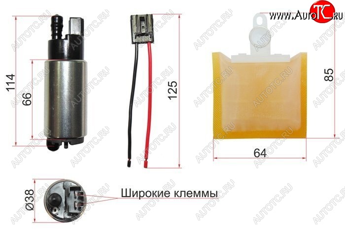 1 689 р. Насос топливный SAT (12V, 3BAR, 90L / H, V=1500-2200) Honda Stream 1 RN1,RN3  дорестайлинг (2000-2004)  с доставкой в г. Москва