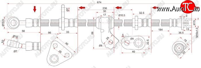 1 499 р. Тормозной шланг передний SAT (правый)  Honda Civic  EG - Integra  DB6,DB7,DB8,DB9  с доставкой в г. Москва