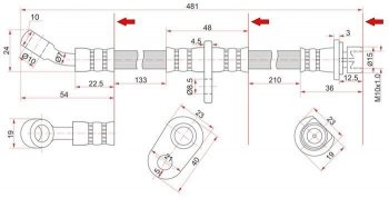 Тормозной шланг задний SAT (LH=RH) Honda Civic EJ,EK,EM седан дорестайлинг (1995-1998)