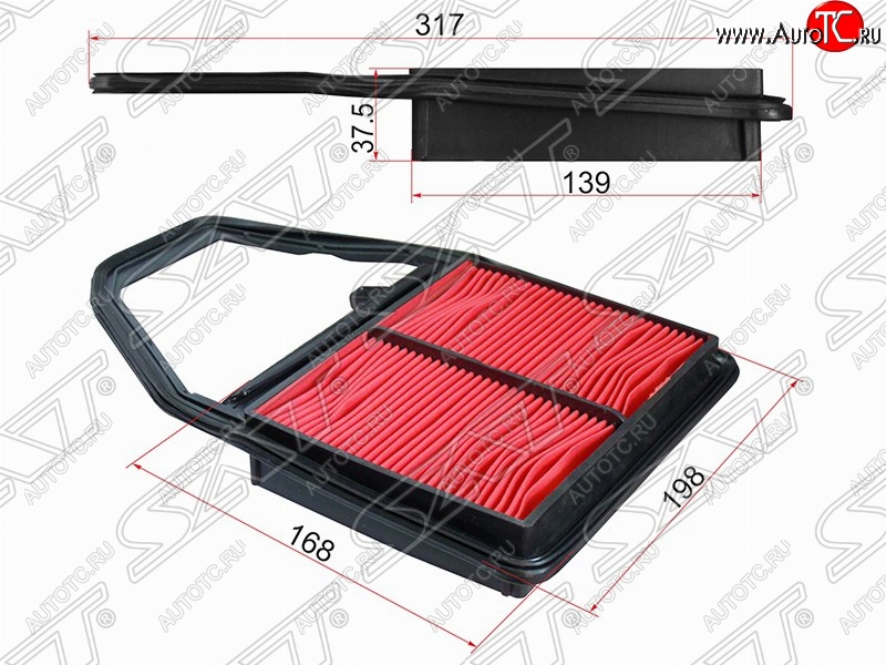 339 р. Фильтр воздушный двигателя SAT  Honda Civic ( ES,  EP,  EU,  FD,  FK,FN) - Stream ( 1 RN1,RN3,  1 RN2,RN4, RN1, RN3, RN5)  с доставкой в г. Москва