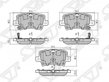 699 р. Колодки тормозные задние SAT  Honda Civic  FK,FN (2005-2011) хэтчбэк 5 дв. дорестайлинг, хэтчбэк 5 дв. рестайлинг  с доставкой в г. Москва. Увеличить фотографию 1