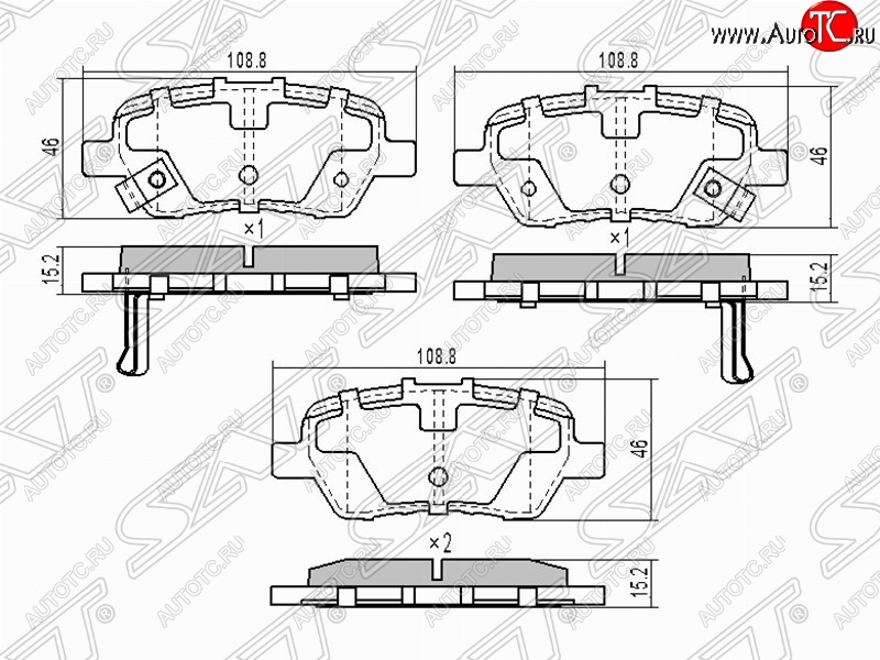 1 099 р. Колодки тормозные задние SAT  Honda Civic ( FK,FN,  9,  FB) - StepWagon ( RF3,RF4,  RG)  с доставкой в г. Москва