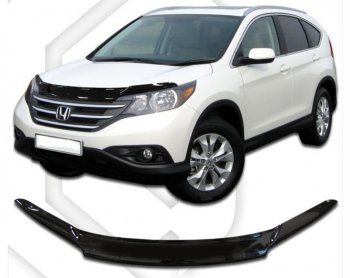 1 759 р. Дефлектор капота CA-Plastic  Honda CR-V  RM1,RM3,RM4 (2012-2015) дорестайлинг (Classic черный, Без надписи)  с доставкой в г. Москва. Увеличить фотографию 1