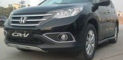 9 749 р. Накладка на передний бампер CT Honda CR-V RM1,RM3,RM4 дорестайлинг (2012-2015) (Неокрашенная)  с доставкой в г. Москва. Увеличить фотографию 2