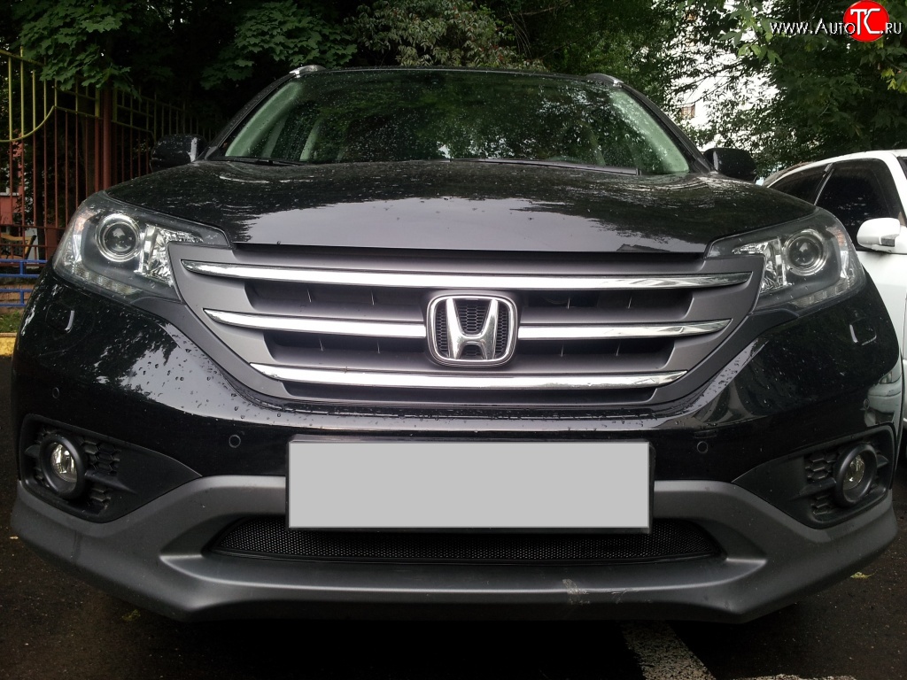 1 469 р. Сетка на бампер (2.0) Russtal (черная)  Honda CR-V  RM1,RM3,RM4 (2012-2015) дорестайлинг  с доставкой в г. Москва