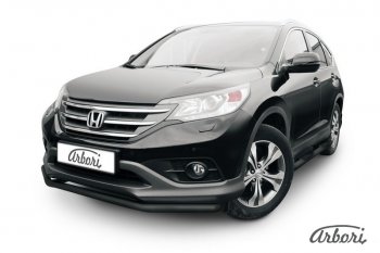 6 209 р. Защита переднего бампера Arbori (черная, 1 труба d57 mm). Honda CR-V RM1,RM3,RM4 дорестайлинг (2012-2015)  с доставкой в г. Москва. Увеличить фотографию 1