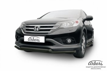 9 989 р. Защита переднего бампера Arbori (черная, 2 трубы d57 и 57 mm) Honda CR-V RM1,RM3,RM4 дорестайлинг (2012-2015)  с доставкой в г. Москва. Увеличить фотографию 1