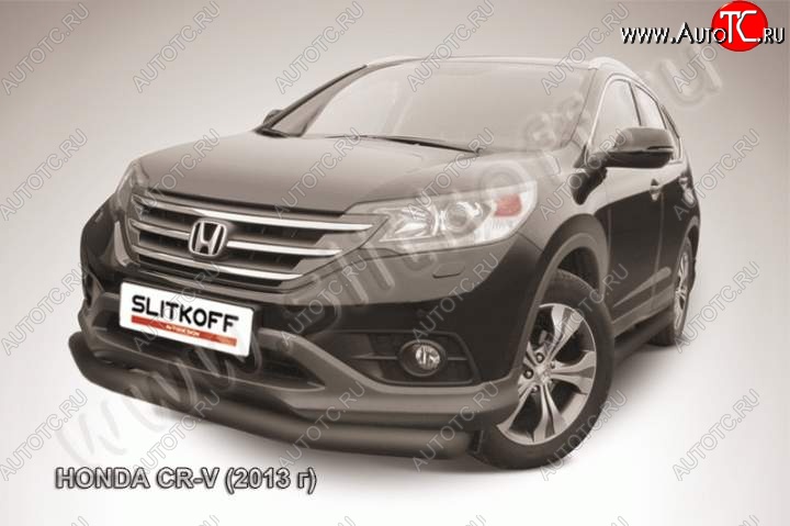 10 499 р. Защита переднего бампера из трубы d76 Slitkoff (дуга) Honda CR-V RM1,RM3,RM4 дорестайлинг (2012-2015) (Цвет: серебристый)  с доставкой в г. Москва