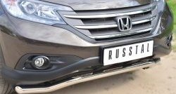 13 549 р. Защита переднего бампера (Ø63 мм волна, нержавейка, 2.4) Russtal Honda CR-V RM1,RM3,RM4 дорестайлинг (2012-2015)  с доставкой в г. Москва. Увеличить фотографию 2