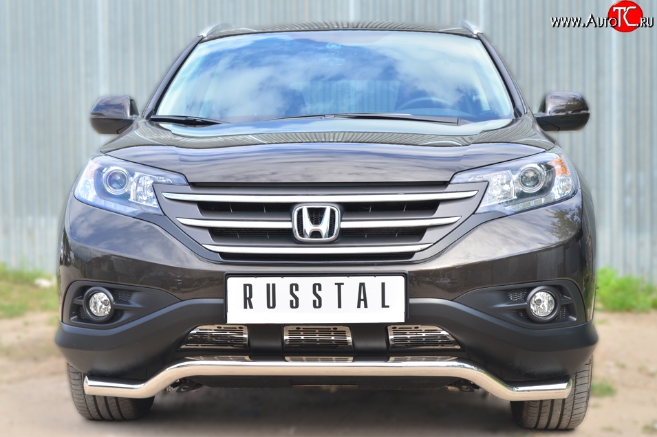 13 549 р. Защита переднего бампера (Ø63 мм волна, нержавейка, 2.4) Russtal Honda CR-V RM1,RM3,RM4 дорестайлинг (2012-2015)  с доставкой в г. Москва