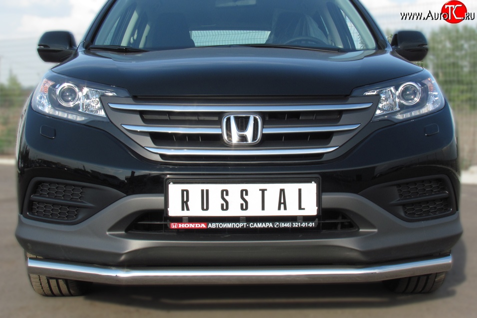 12 499 р. Одинарная защита переднего бампера диаметром 63 мм Russtal  Honda CR-V  RM1,RM3,RM4 (2012-2015) дорестайлинг  с доставкой в г. Москва