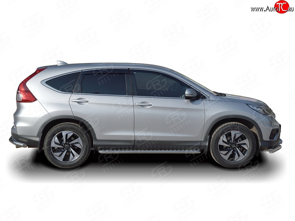 20 749 р. Широкая защита порогов Russtal Honda CR-V RM1,RM3,RM4 дорестайлинг (2012-2015) (Защита порогов с со скосами на торцах (вариант 1))  с доставкой в г. Москва