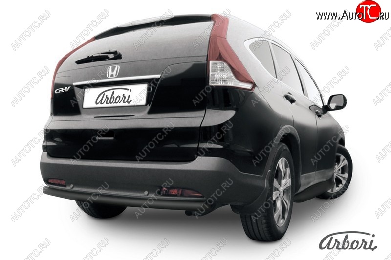 7 019 р. Защита заднего бампера Arbori (черная, 1 труба d57 mm). Honda CR-V RM1,RM3,RM4 дорестайлинг (2012-2015)  с доставкой в г. Москва