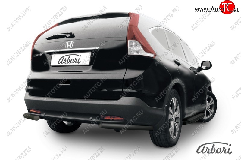 5 399 р. Защита заднего бампера Arbori (уголки, черная, 1 труба d57 mm). Honda CR-V RM1,RM3,RM4 дорестайлинг (2012-2015)  с доставкой в г. Москва