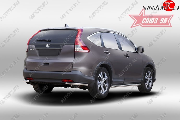 8 189 р. Защита заднего бампера из боковых уголков Souz-96 (d42) Honda CR-V RM1,RM3,RM4 дорестайлинг (2012-2015)  с доставкой в г. Москва