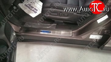 5 349 р. Накладки на порожки автомобиля СТ v2 Honda CR-V RM1,RM3,RM4 дорестайлинг (2012-2015)  с доставкой в г. Москва