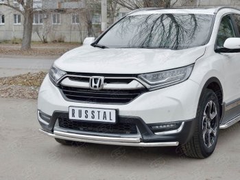 17 449 р. Защита переднего бампера (2 трубыØ42 мм, нержавейка) SLITKOFF Honda CR-V RW,RT дорестайлинг (2016-2020)  с доставкой в г. Москва. Увеличить фотографию 2