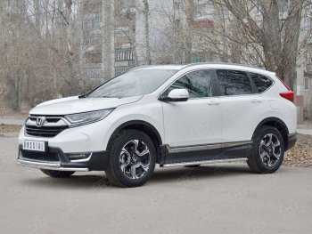 17 449 р. Защита переднего бампера (2 трубыØ42 мм, нержавейка) SLITKOFF Honda CR-V RW,RT дорестайлинг (2016-2020)  с доставкой в г. Москва. Увеличить фотографию 1