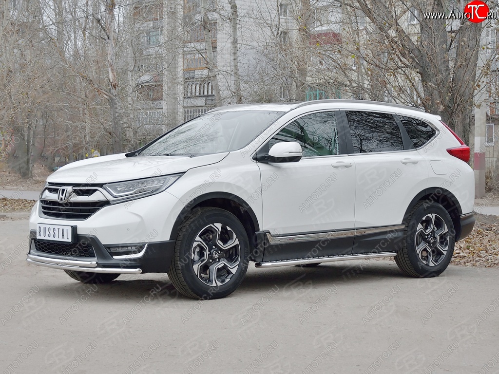 17 449 р. Защита переднего бампера (2 трубыØ42 мм, нержавейка) SLITKOFF  Honda CR-V  RW,RT (2016-2020) дорестайлинг  с доставкой в г. Москва