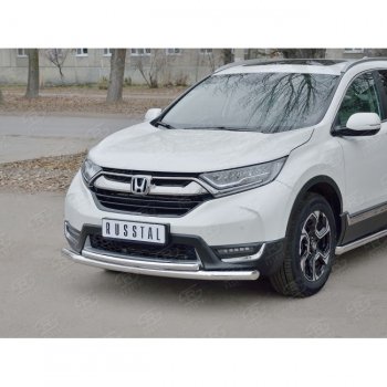 20 399 р. Защита переднего бампера (2 трубыØ63 и 42 мм, нержавейка) SLITKOFF Honda CR-V RW,RT дорестайлинг (2016-2020)  с доставкой в г. Москва. Увеличить фотографию 1