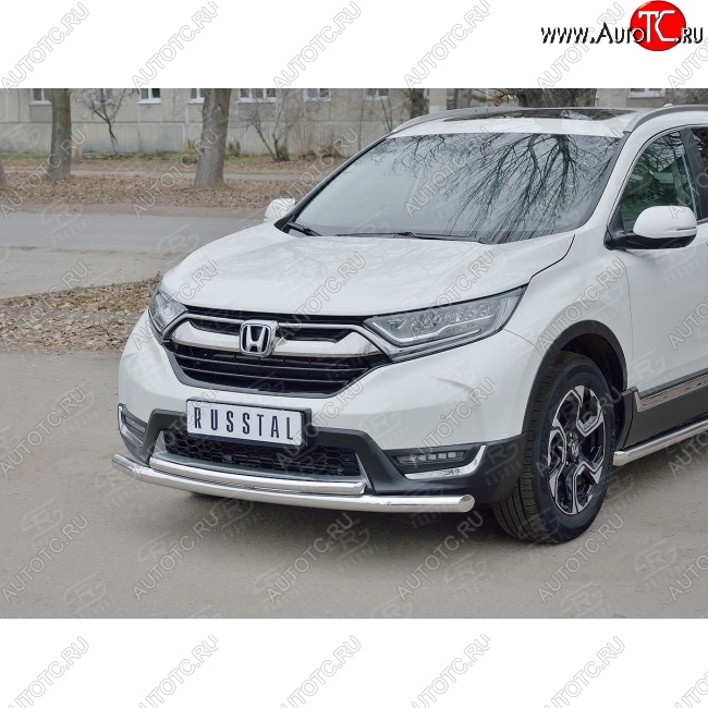 20 399 р. Защита переднего бампера (2 трубыØ63 и 42 мм, нержавейка) SLITKOFF  Honda CR-V  RW,RT (2016-2020) дорестайлинг  с доставкой в г. Москва