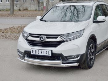 14 699 р. Защита переднего бампера (2 трубыØ63 и 75х42 мм, нержавейка) Russtal  Honda CR-V  RW,RT (2016-2020) дорестайлинг  с доставкой в г. Москва. Увеличить фотографию 1