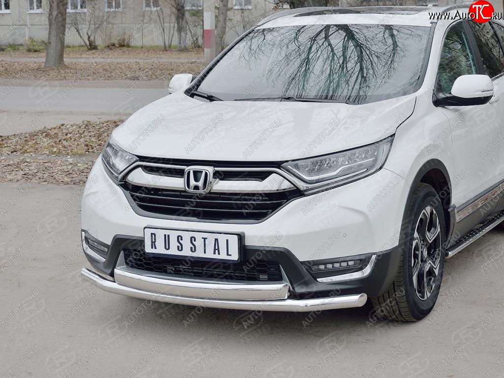 14 699 р. Защита переднего бампера (2 трубыØ63 и 75х42 мм, нержавейка) Russtal  Honda CR-V  RW,RT (2016-2020) дорестайлинг  с доставкой в г. Москва