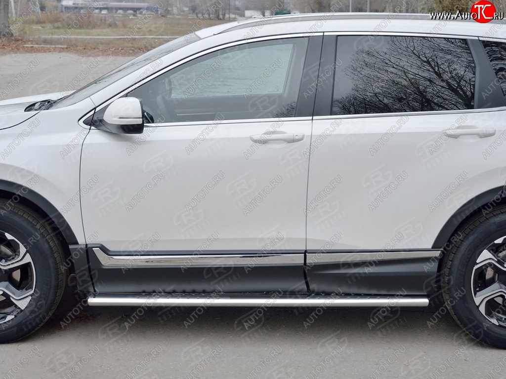 30 649 р. Защита порогов Russtal из овальной трубы d120х60 с проступью Russtal Honda CR-V RW,RT дорестайлинг (2016-2020)  с доставкой в г. Москва