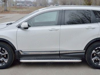 30 799 р. Широкая защита порогов из трубы диаметром 63 мм SLITKOFF v2 Honda CR-V RW,RT дорестайлинг (2016-2020)  с доставкой в г. Москва. Увеличить фотографию 3