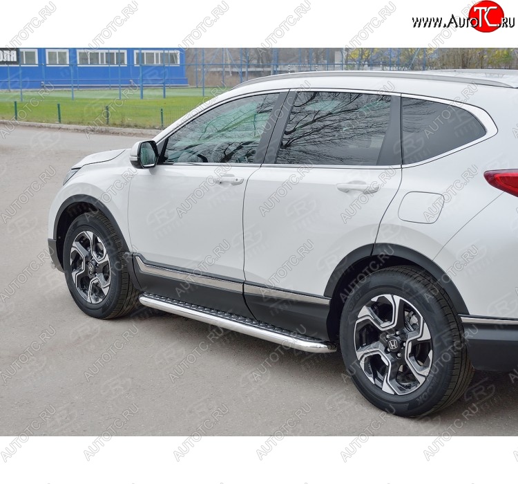 30 799 р. Широкая защита порогов из трубы диаметром 63 мм SLITKOFF v2 Honda CR-V RW,RT дорестайлинг (2016-2020)  с доставкой в г. Москва