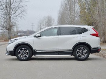 43 999 р. Широкая защита порогов из трубы диаметром 63 мм SLITKOFF v3 Honda CR-V RW,RT дорестайлинг (2016-2020)  с доставкой в г. Москва. Увеличить фотографию 2