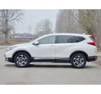 21 749 р. Защита порогов Russtal из овальной трубы d75х42 с проступью Russtal Honda CR-V RW,RT дорестайлинг (2016-2020)  с доставкой в г. Москва. Увеличить фотографию 2