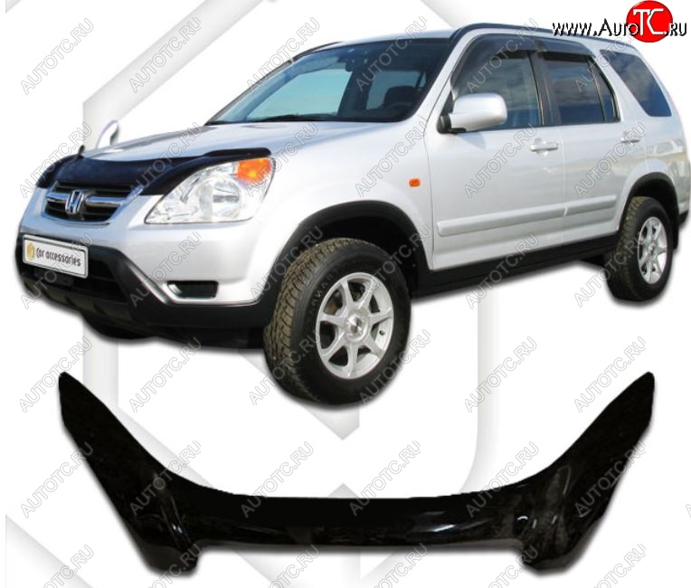 2 599 р. Дефлектор капота CA-Plastiс exclusive Honda CR-V RD4,RD5,RD6,RD7,RD9  рестайлинг (2004-2006) (Classic черный, Без надписи)  с доставкой в г. Москва