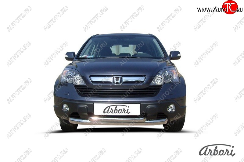 8 369 р. Защита переднего бампера Arbori (2 трубы d76 и 57 mm) Honda CR-V RE1,RE2,RE3,RE4,RE5,RE7 рестайлинг (2009-2012) (черная)  с доставкой в г. Москва