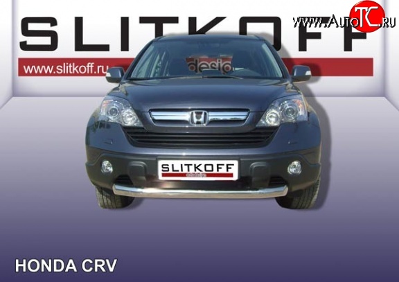 14 999 р. Одинарная защита переднего бампера диаметром 76 мм Slitkoff Honda CR-V RE1,RE2,RE3,RE4,RE5,RE7 рестайлинг (2009-2012) (Нержавейка, Полированная)  с доставкой в г. Москва