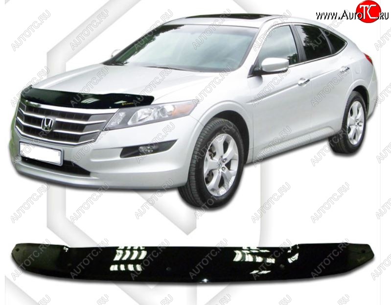 1 999 р. Дефлектор капота CA-Plastiс  Honda Crosstour  1 (2009-2016) TF дорестайлинг, TF рестайлинг (Classic черный, Без надписи)  с доставкой в г. Москва