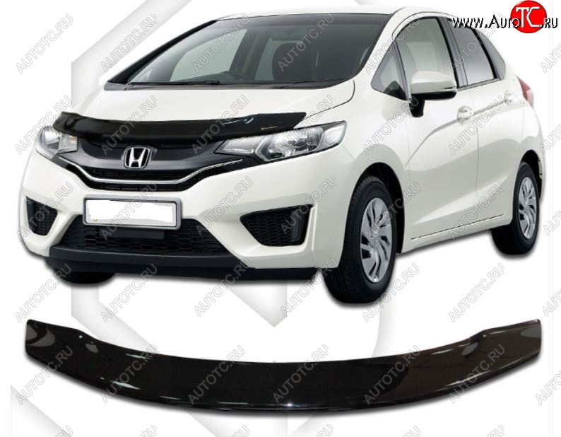 1 999 р. Дефлектор капота CA-Plastiс  Honda Fit ( GP,GK,  3,  3 GP,GK) (2013-2020)  дорестайлинг, GP,GK 1-ый рестайлинг, 2-ой рестайлинг (Classic черный, Без надписи)  с доставкой в г. Москва