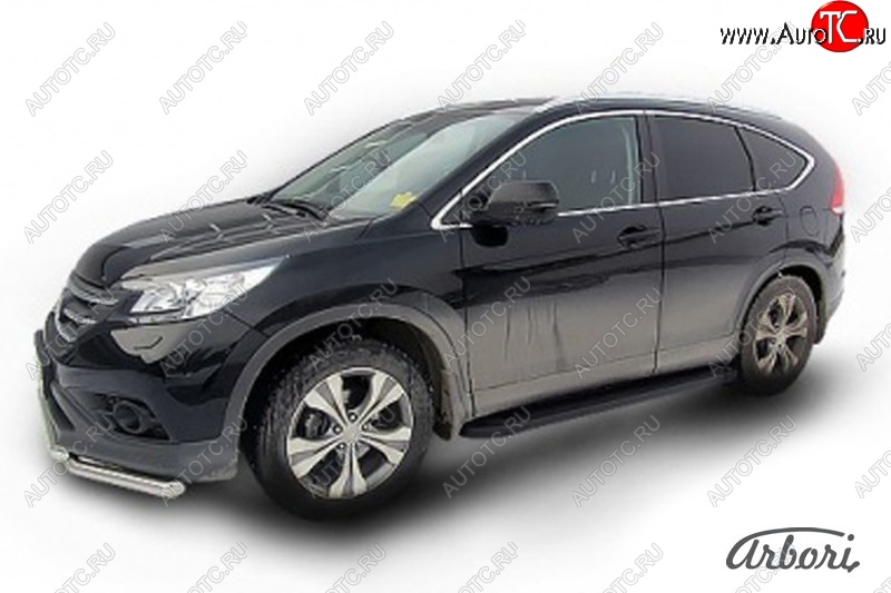 11 609 р. Порожки для ног Arbori Optima Black Honda CR-V RM1,RM3,RM4 дорестайлинг (2012-2015)  с доставкой в г. Москва