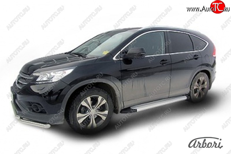 10 979 р. Порожки для ног Arbori Optima Silver Honda CR-V RM1,RM3,RM4 дорестайлинг (2012-2015)  с доставкой в г. Москва