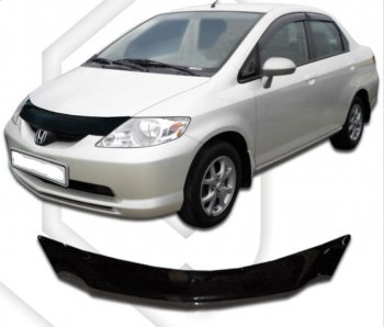 1 839 р. Дефлектор капота (D-6;7;8;9) CA-Plastic Honda Fit Aria GD дорестайлинг седан (2002-2005) (Classic черный, Без надписи)  с доставкой в г. Москва. Увеличить фотографию 1